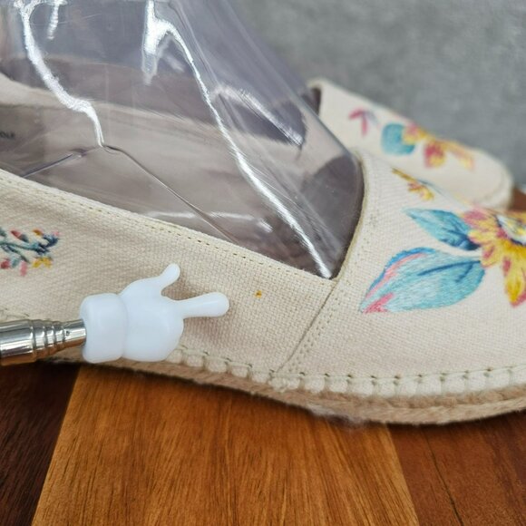 LOFT Espadrilles Shoes 7.5 M Natural Floral Leaf Embroidered Comfort Casual Boho - Picture 7 of 16